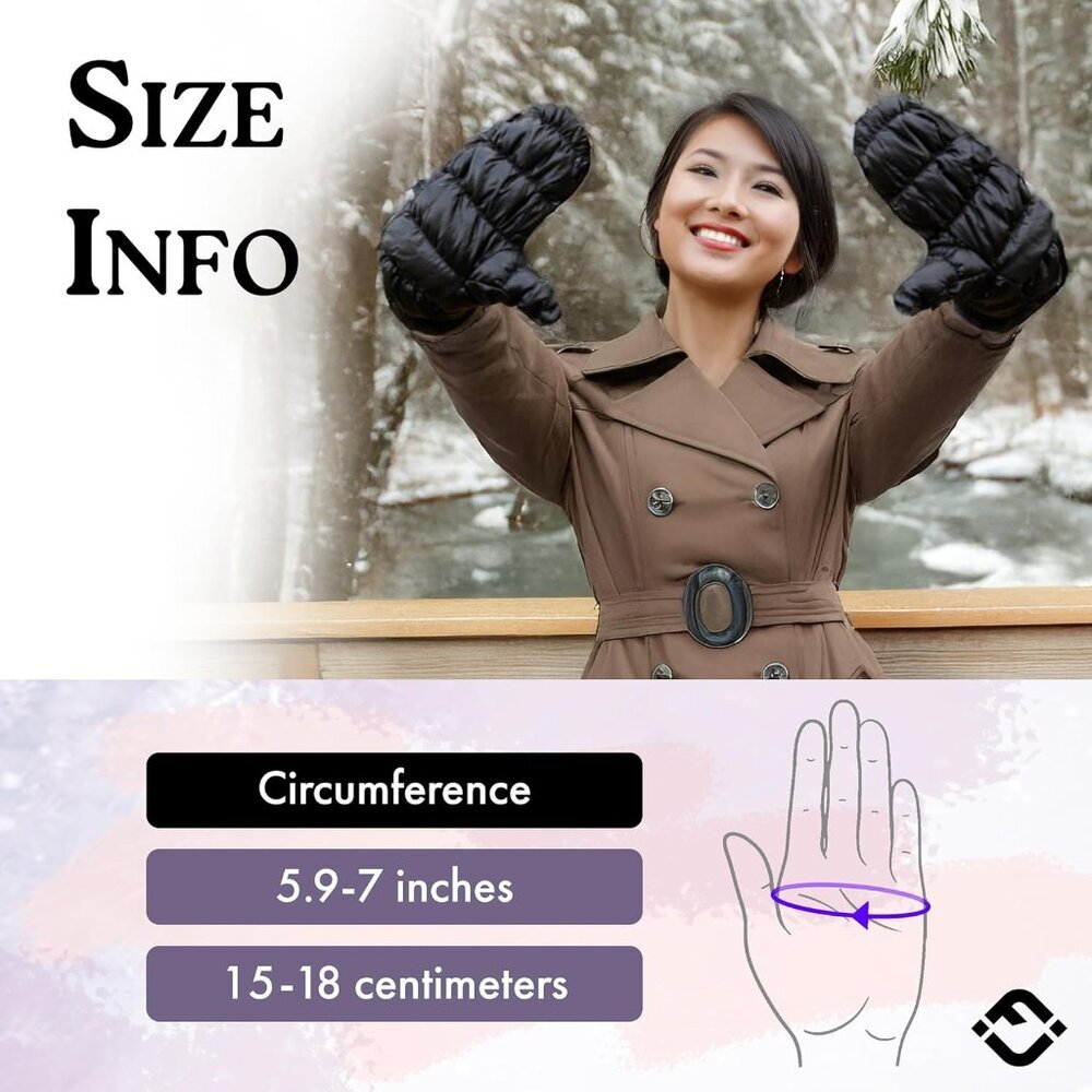 Women's Fleece Lined Puffer Mittens Gloves Metallic Knit Cuff Cold Weather - Picture 3 of 9
